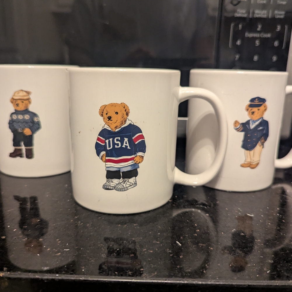 Ralph Lauren Bear Mug Set - White and Multicolor